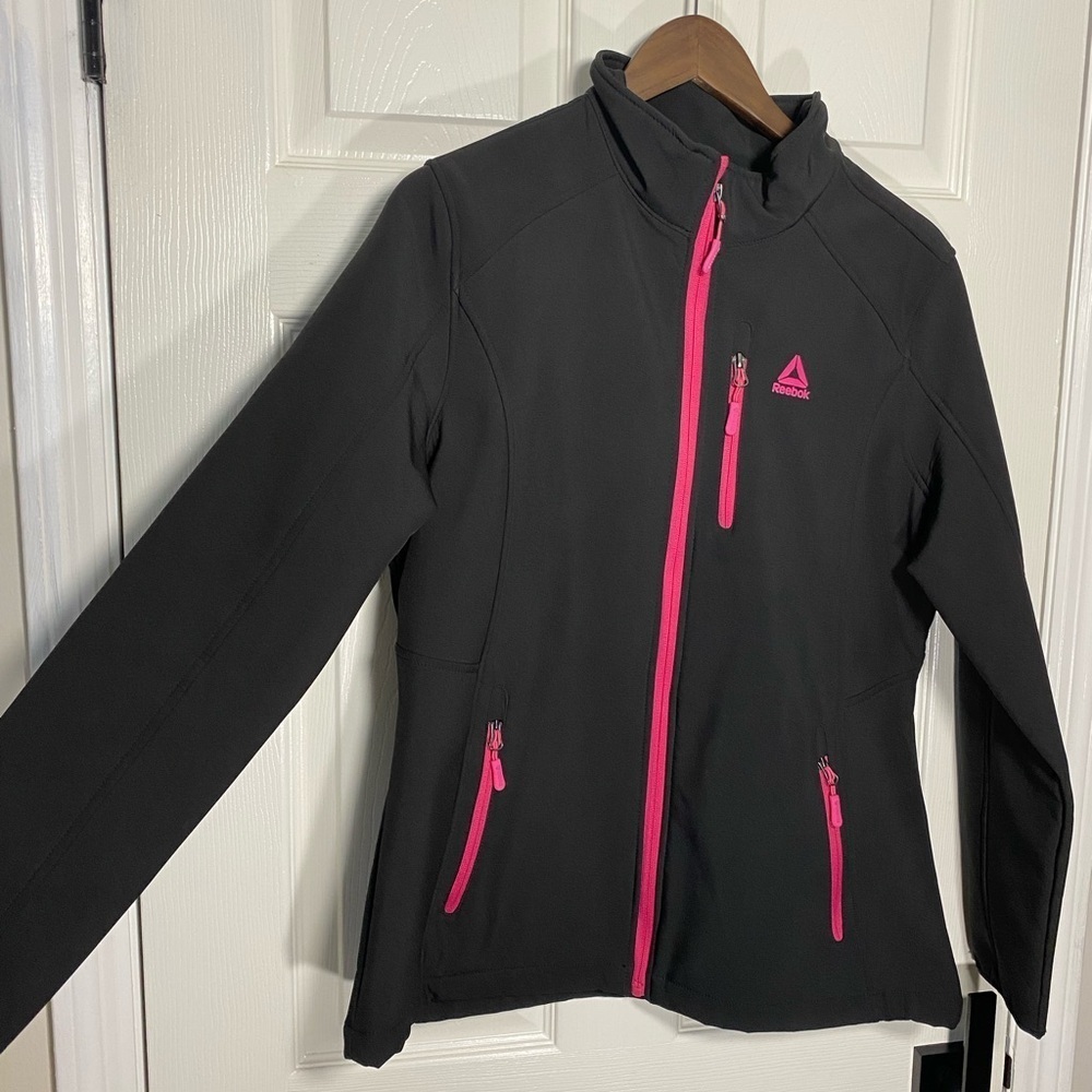 Reebok Women’s Softshell Jacket L Black Pink Full Zip Athletic Running Coat - Picture 5 of 11